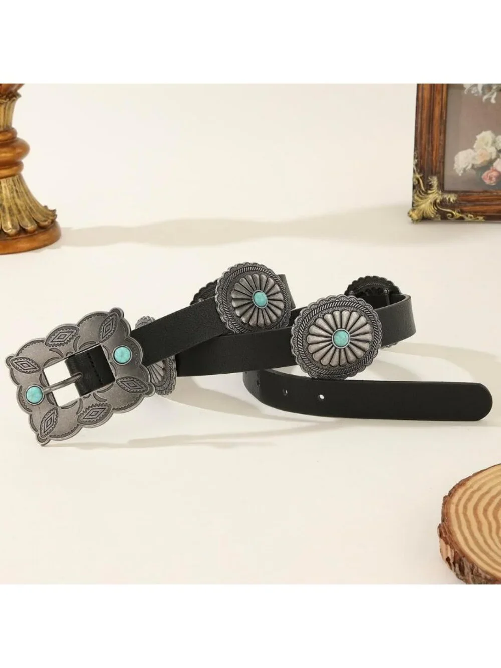 Turquoise Concho Western Belt for Women | Faux Leather Cowgirl Style for Jeans